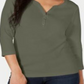 Karen Scott Top Henley de Algodão Feminino Verde Tamanho XX-G