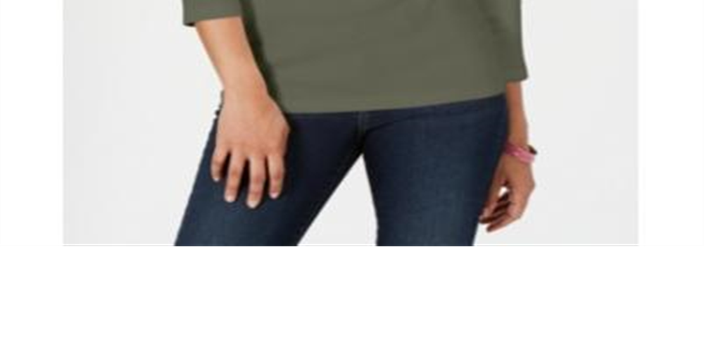 Karen Scott Top Henley de Algodão Feminino Verde Tamanho XX-G