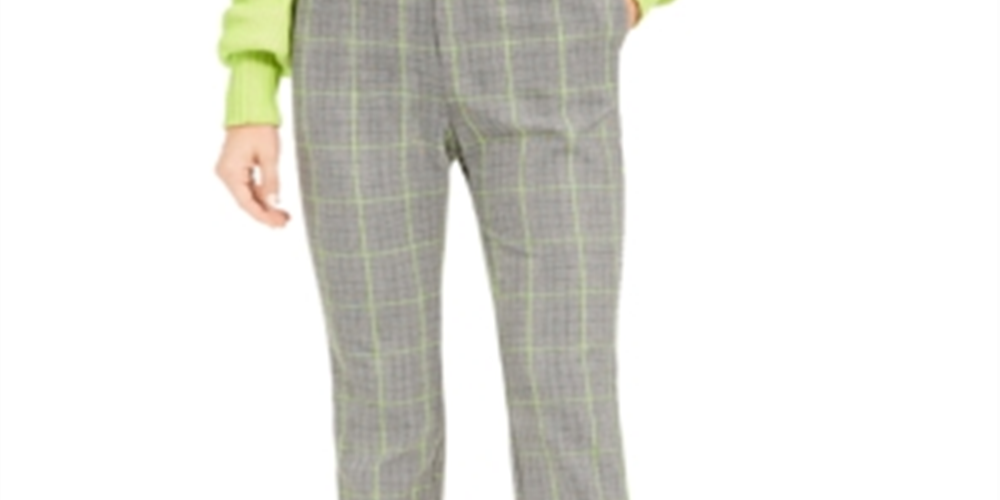 Calça xadrez feminina Bar III cinza tamanho 8