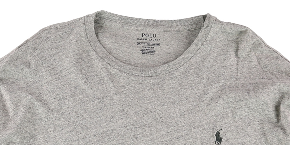 Camiseta básica masculina Ralph Lauren Classic LS cinza, tamanho pequeno