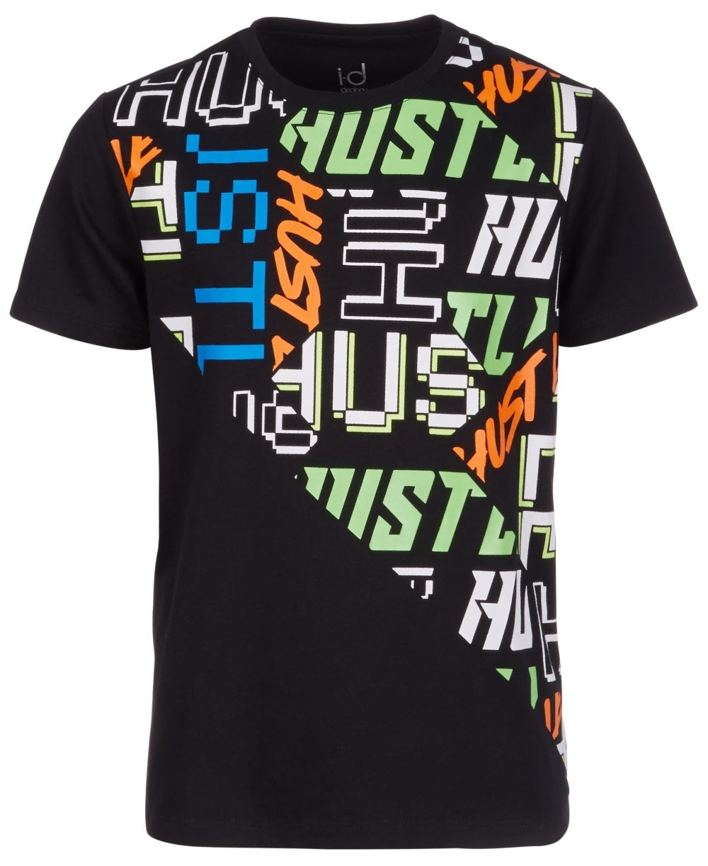 Camiseta estampada gráfica Ideology Big Boy's, preta, tamanho grande