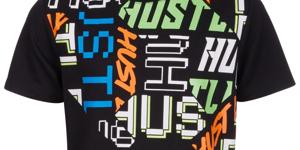 Camiseta estampada gráfica Ideology Big Boy's, preta, tamanho grande