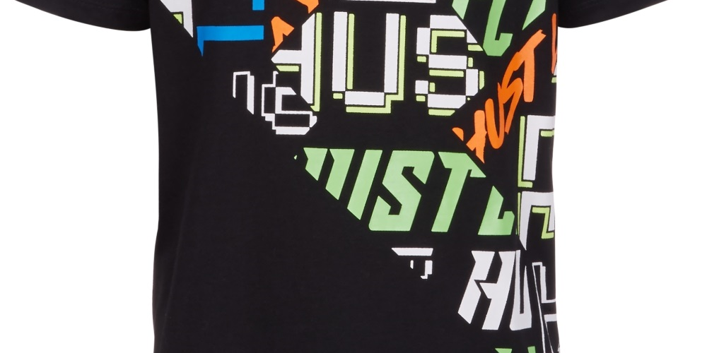 Camiseta estampada gráfica Ideology Big Boy's, preta, tamanho grande