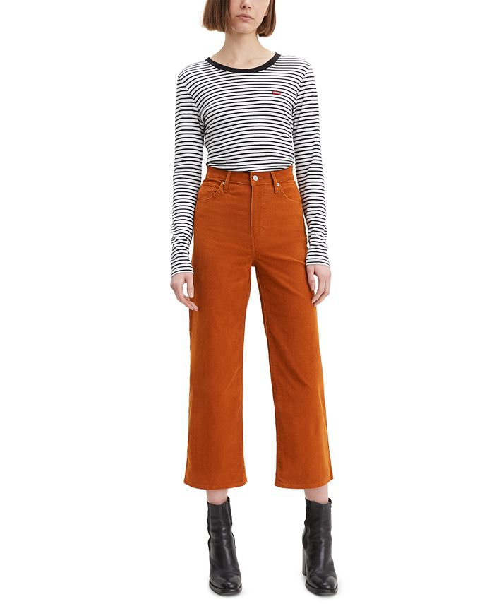 Calça Levi's Mile High Wide Leg Crop Caramel Cafe Luxe Cord Tamanho 29