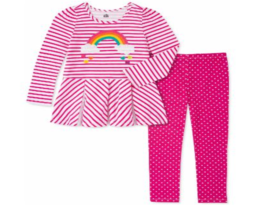 Conjunto de túnica arco-íris e leggings de bolinhas para meninas, 2 peças, infantil, tamanho 6X
