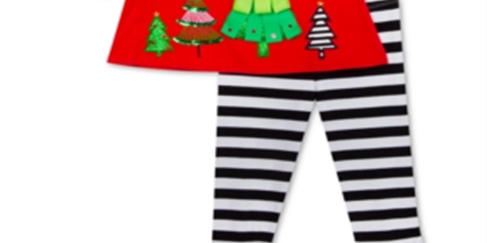 Conjunto de 2 peças de blusa e legging listrada para meninas, Rare Editions, tamanho 5, vermelho