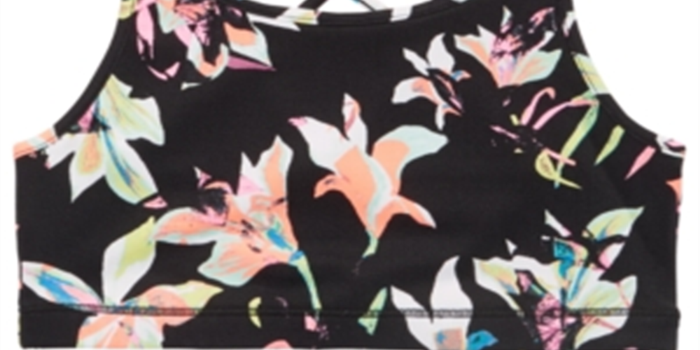 Sutiã esportivo estampado Ideology Big Girl com alças, preto, tamanho X-Large