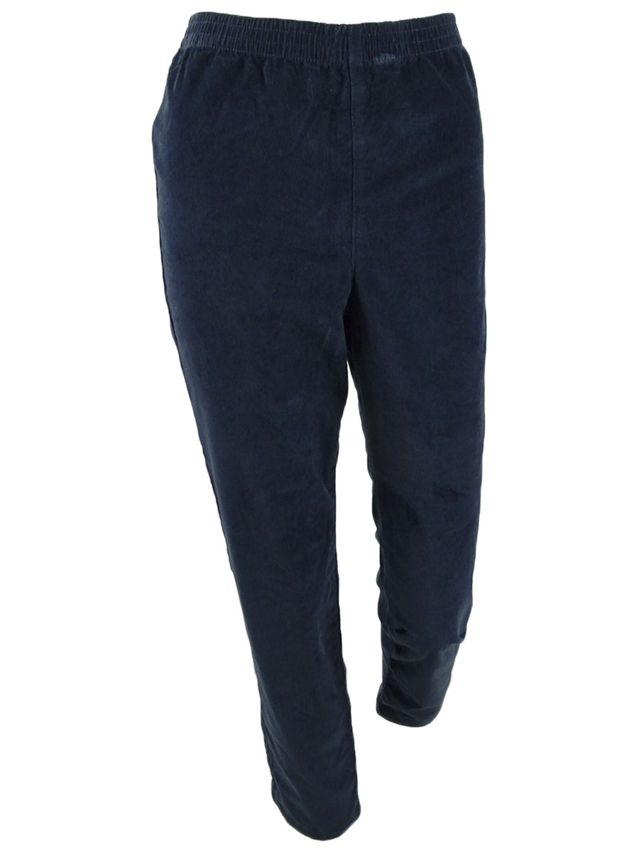 Calça de veludo cotelê feminina Karen Scott, azul, tamanho pequeno GG