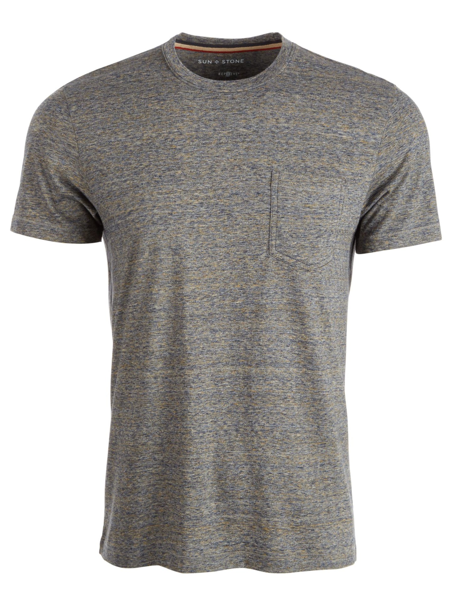 Camiseta masculina Blake mesclada com bolso Sun + Stone, azul-marinho e cinza, tamanho médio