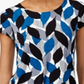 Camiseta feminina Alfani estampada com bainha redonda, azul, tamanho pequeno pequeno