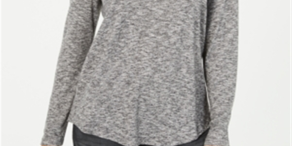 Blusa feminina de manga comprida e decote redondo, estilo &amp; co, preta, tamanho pequeno