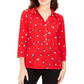 Camisa polo feminina Charter Club com estampa de manga 3/4, vermelha, tamanho X-S
