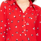 Camisa polo feminina Charter Club com estampa de manga 3/4, vermelha, tamanho X-S