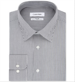 Camisa social Calvin Klein masculina com ajuste clássico e elástico, sem passar roupa, azul, tamanho 15,5 x 32-33