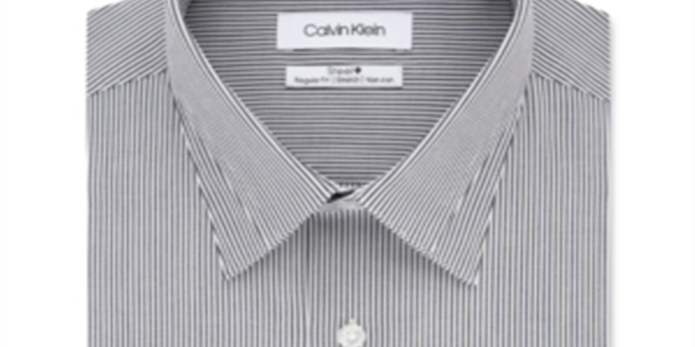 Camisa social Calvin Klein masculina com ajuste clássico e elástico, sem passar roupa, azul, tamanho 15,5 x 32-33