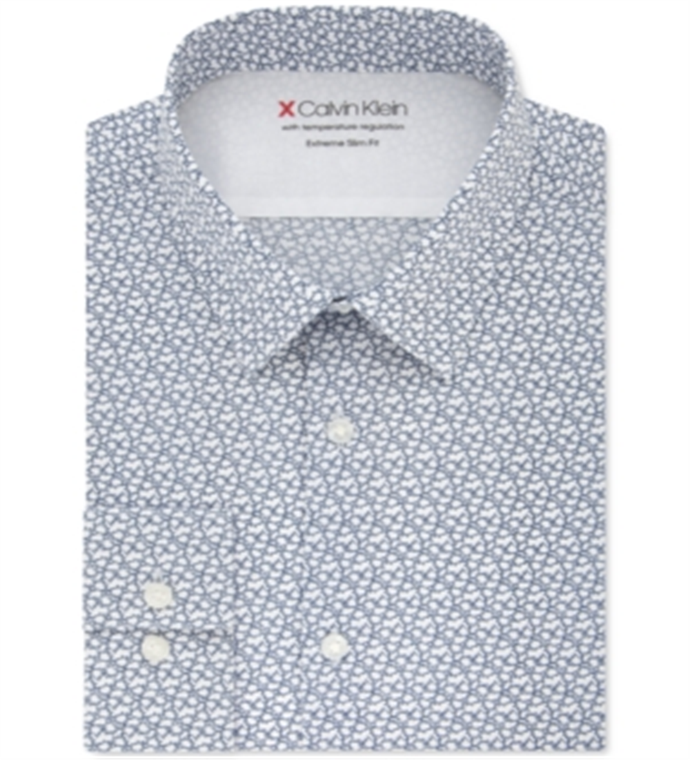 Camisa Slim Fit Masculina Calvin Klein Estampada Azul Marinho Tamanho M