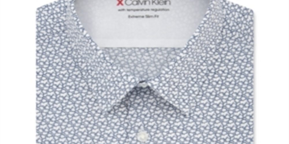 Camisa Slim Fit Masculina Calvin Klein Estampada Azul Marinho Tamanho M