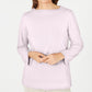 Blusa feminina Karen Scott com estampa canelada, manga comprida, gola redonda, rosa, tamanho pequeno