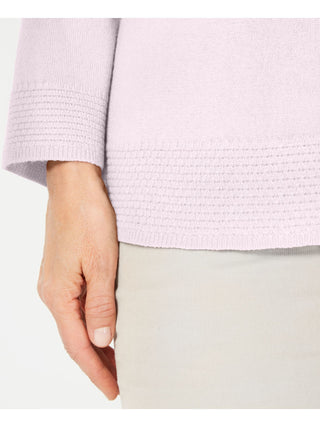 Blusa feminina Karen Scott com estampa canelada, manga comprida, gola redonda, rosa, tamanho pequeno