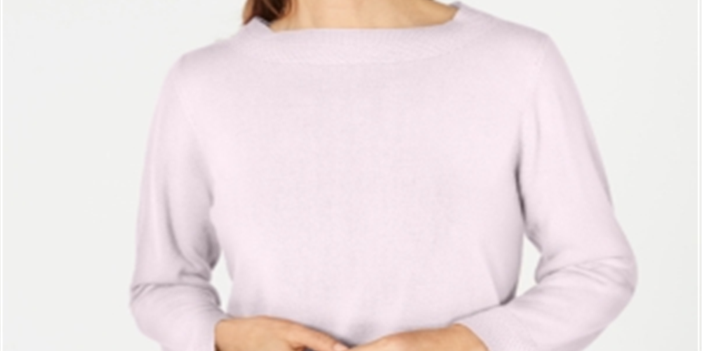 Blusa feminina Karen Scott com estampa canelada, manga comprida, gola redonda, rosa, tamanho pequeno