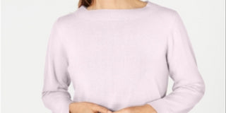 Blusa feminina Karen Scott com estampa canelada, manga comprida, gola redonda, rosa, tamanho pequeno