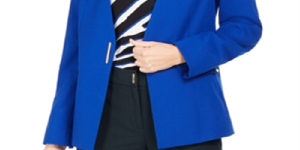 Jaqueta Calvin Klein Lux Feminina com Ferragens Azul Tamanho 12