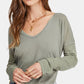 Camiseta feminina Free People com decote redondo e detalhe de pressão Sienna, verde, tamanho pequeno