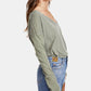 Camiseta feminina Free People com decote redondo e detalhe de pressão Sienna, verde, tamanho pequeno