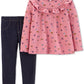 Conjunto Carter's Infantil Menina 2 Peças Blusa Estampada Borboleta e Leggings Jeans Rosa Tamanho 4T