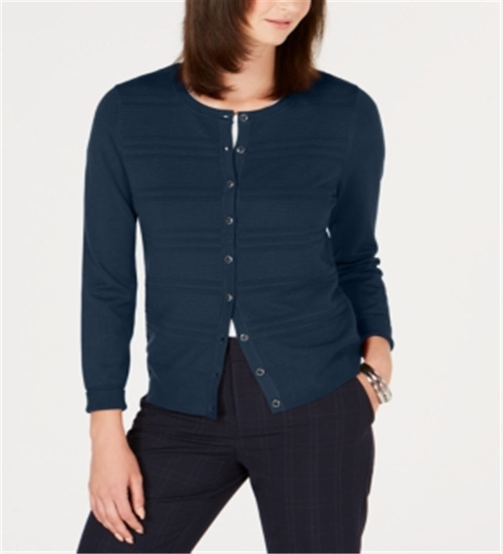 Cardigan texturizado feminino Charter Club, azul, tamanho pequeno P