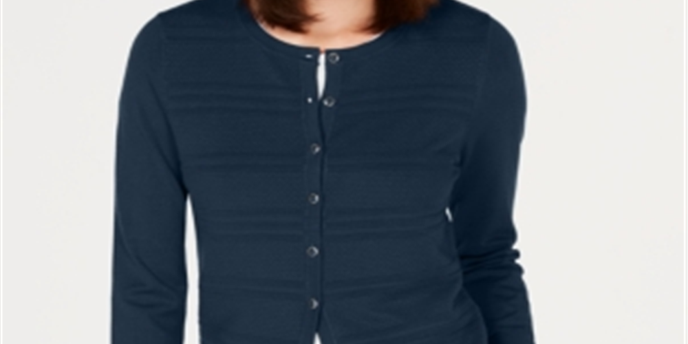 Cardigan texturizado feminino Charter Club, azul, tamanho pequeno P