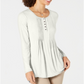 Blusa Pintuck Feminina Style &amp; Co Taupe - Tamanho Pequeno M