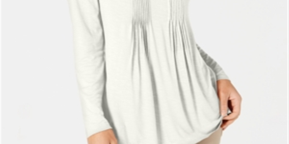Blusa Pintuck Feminina Style &amp; Co Taupe - Tamanho Pequeno M