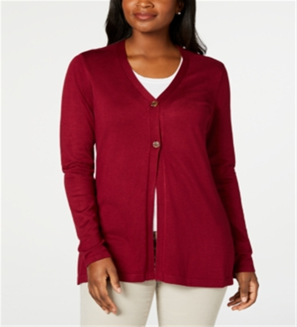 Karen Scott Cardigan longo feminino vermelho tamanho pequeno