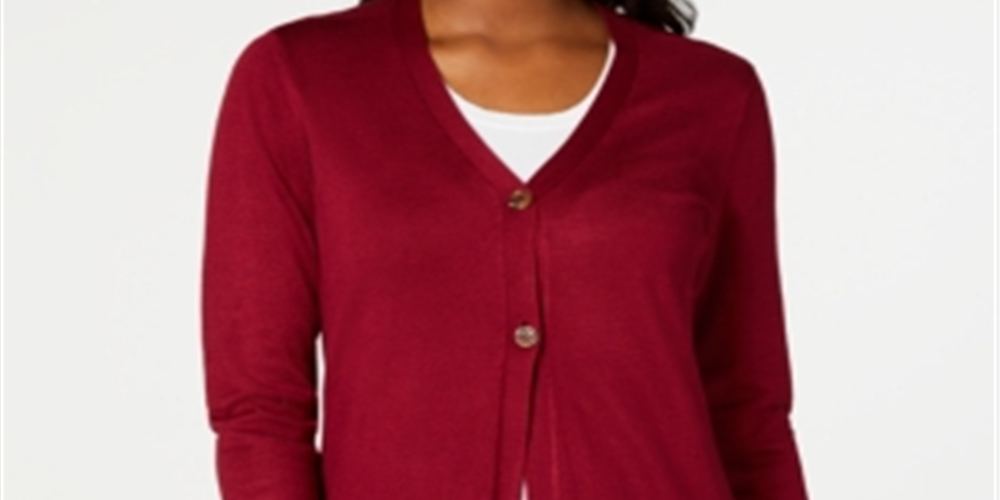 Karen Scott Cardigan longo feminino vermelho tamanho pequeno