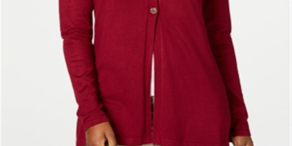 Karen Scott Cardigan longo feminino vermelho tamanho pequeno