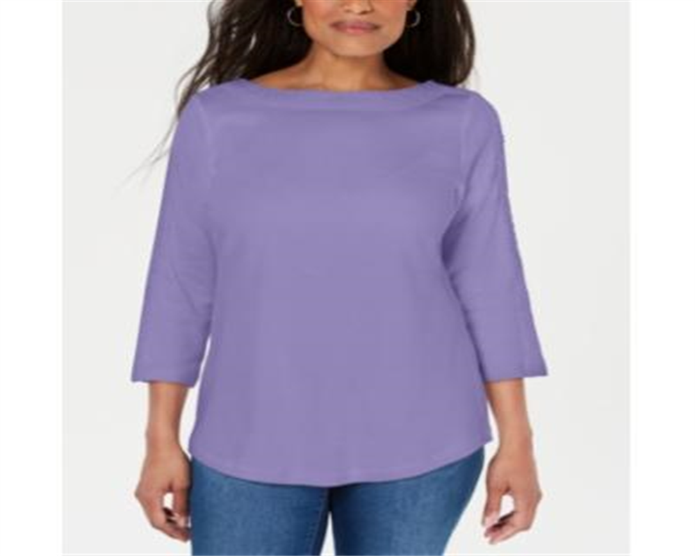 Karen Scott Top Feminino de Algodão com Acabamento em Renda Roxo Tamanho XS