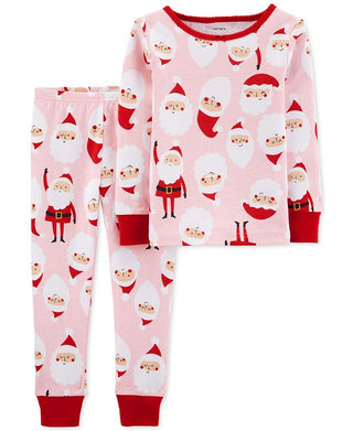 Carter's Baby Girls 2-Pc. Cotton Santa Pajamas Set Pink Size 24 Months