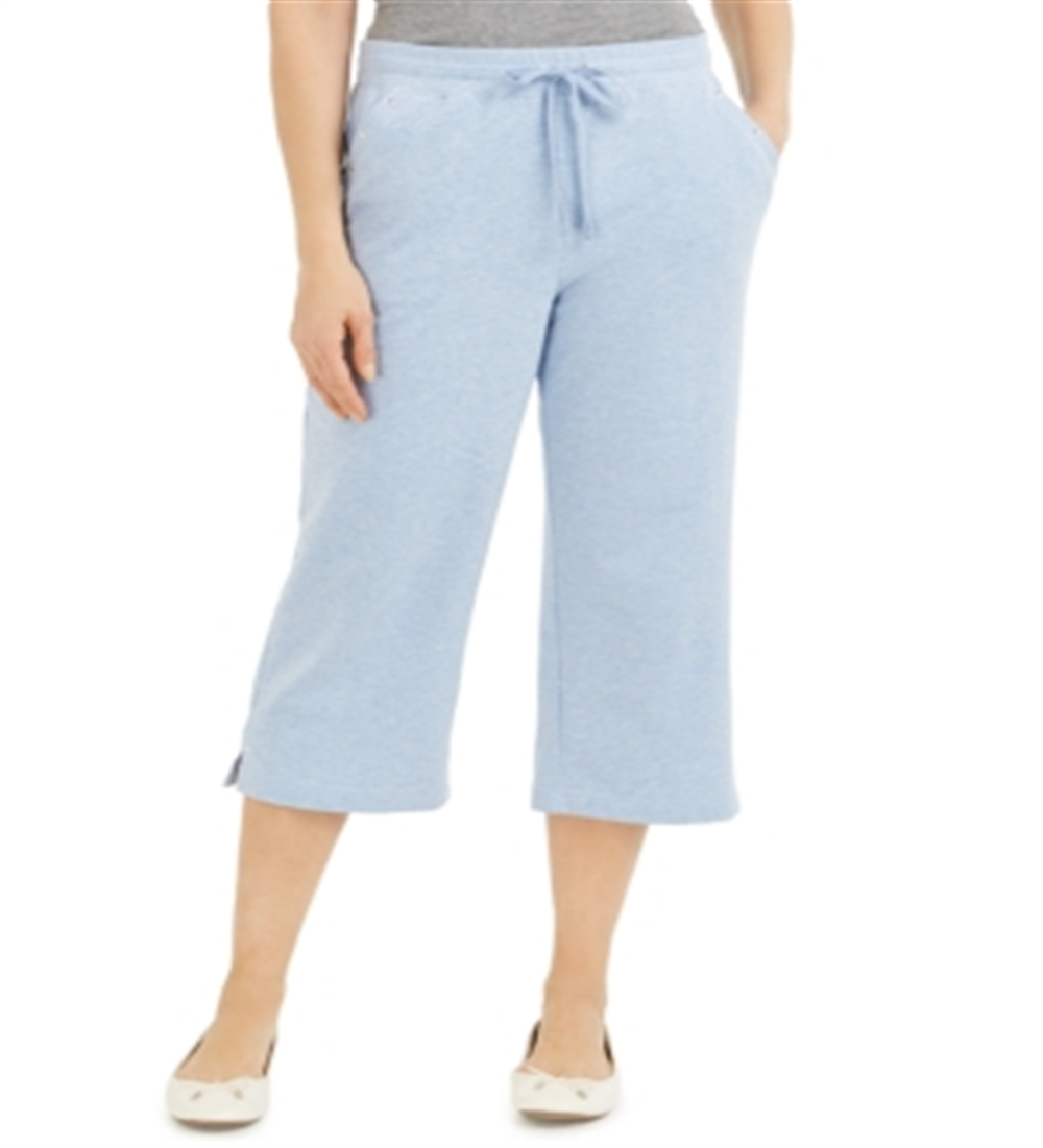 Calça Capri Feminina Karen Scott com Cordão na Cintura Azul Tamanho X-S