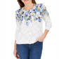 Karen Scott Cardigan Feminino Estampado Floral Branco Floral Tamanho Pequeno P