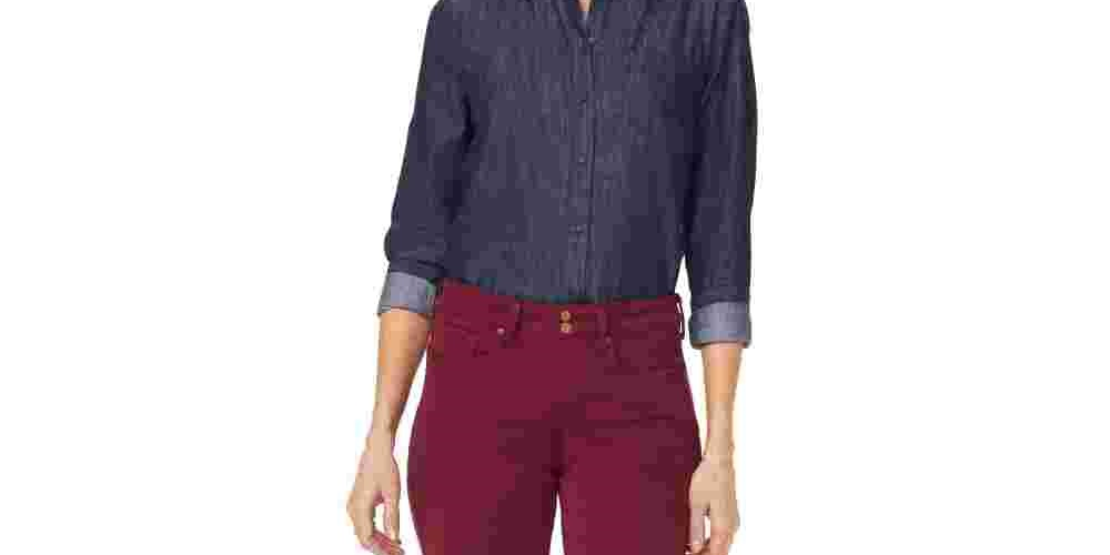 Calça jeans feminina NYDJ Marilyn Double Snap reta vermelha tamanho 4