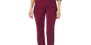 NYDJ Women's Marilyn Double Snap Straight Leg Jeans Red Size 4
