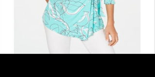 Blusa feminina Alfani com estampa lateral e amarração lateral, verde, vários tamanhos, pequena, XL