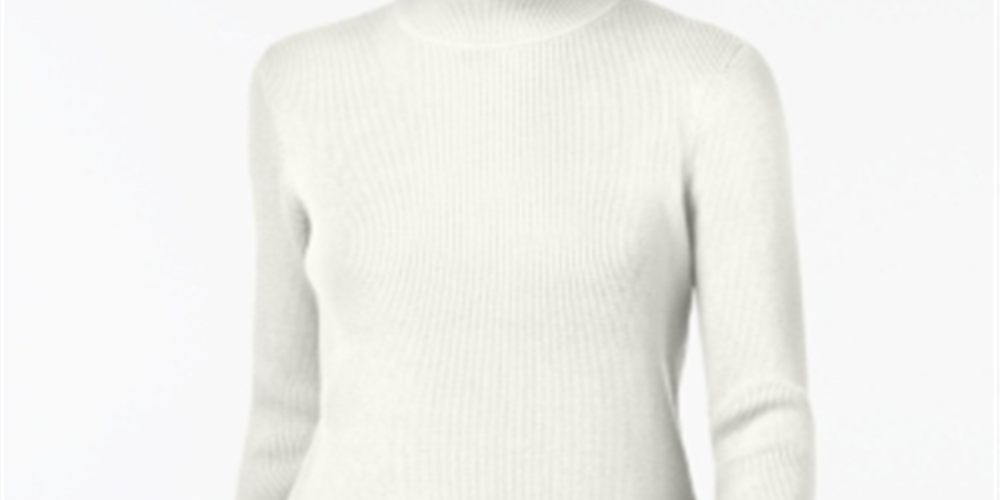 Karen Scott Suéter Feminino Mangas Compridas Gola Careca Canelada Branco Tamanho Pequeno Grande