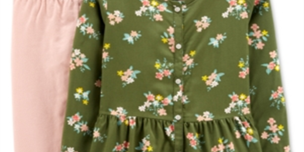 Conjunto de túnica e leggings com estampa floral Carter's Little &amp; Big Girl, 2 peças, verde, tamanho 5