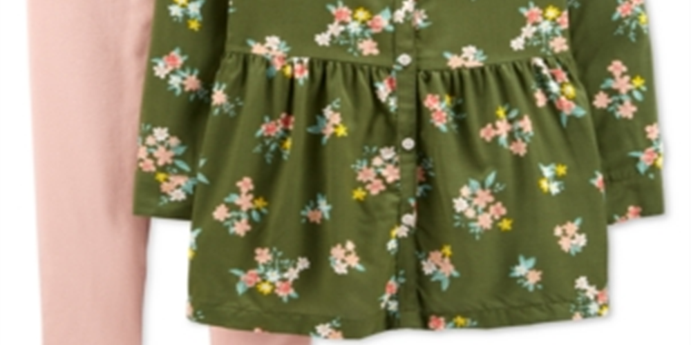 Conjunto de túnica e leggings com estampa floral Carter's Little &amp; Big Girl, 2 peças, verde, tamanho 5