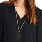 JM Collection Blusa feminina lisa com decote em V e colar, preta, tamanho pequeno