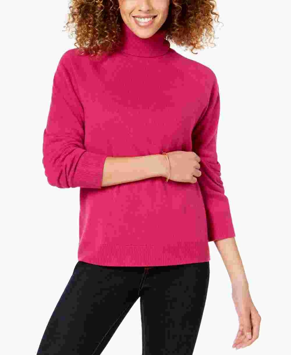 Karen Scott Suéter Feminino Petite Luxsoft Gola Alta Roxo Tamanho Petit