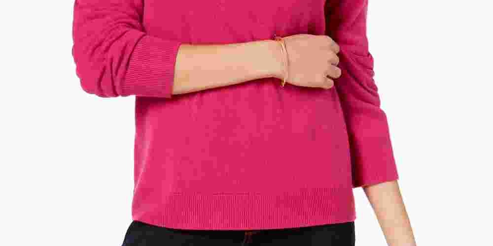 Karen Scott Suéter Feminino Petite Luxsoft Gola Alta Roxo Tamanho Petit