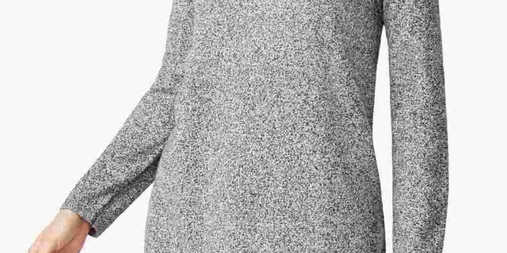 Karen Scott Suéter feminino de algodão com bainha curva, tamanho P, branco